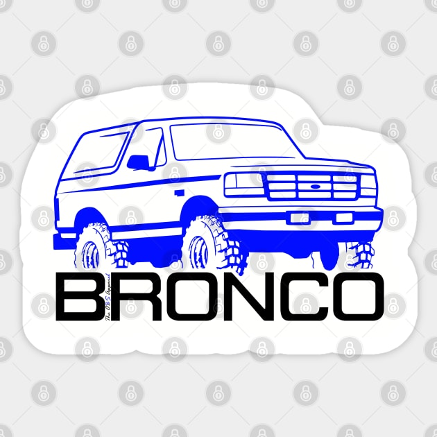 1992-1996 Bronco Front Side w/tires, blue/black print Sticker by The OBS Apparel